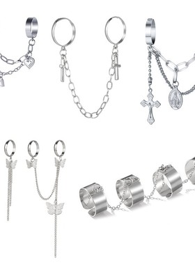 chain conjoined rings cross key lock open ring 链条连体戒指