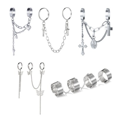 跨境关节个性链条连体戒指