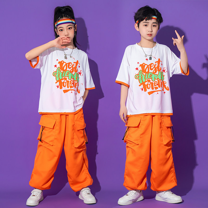 少儿嘻哈街舞演出服啦啦队运动会套装男孩hiphop潮女童爵士舞服装