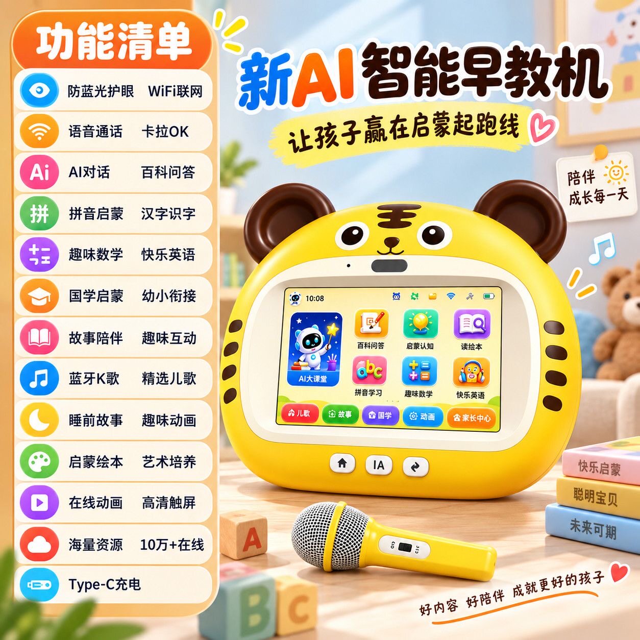 AI对话护眼屏小学同步早教机