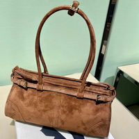 The new retro matte suede belt buckle large-capacity commuter single-shoulder bag, underarm bag and women's bag trend for the 2025 autumn and winter collection thumbnail 4