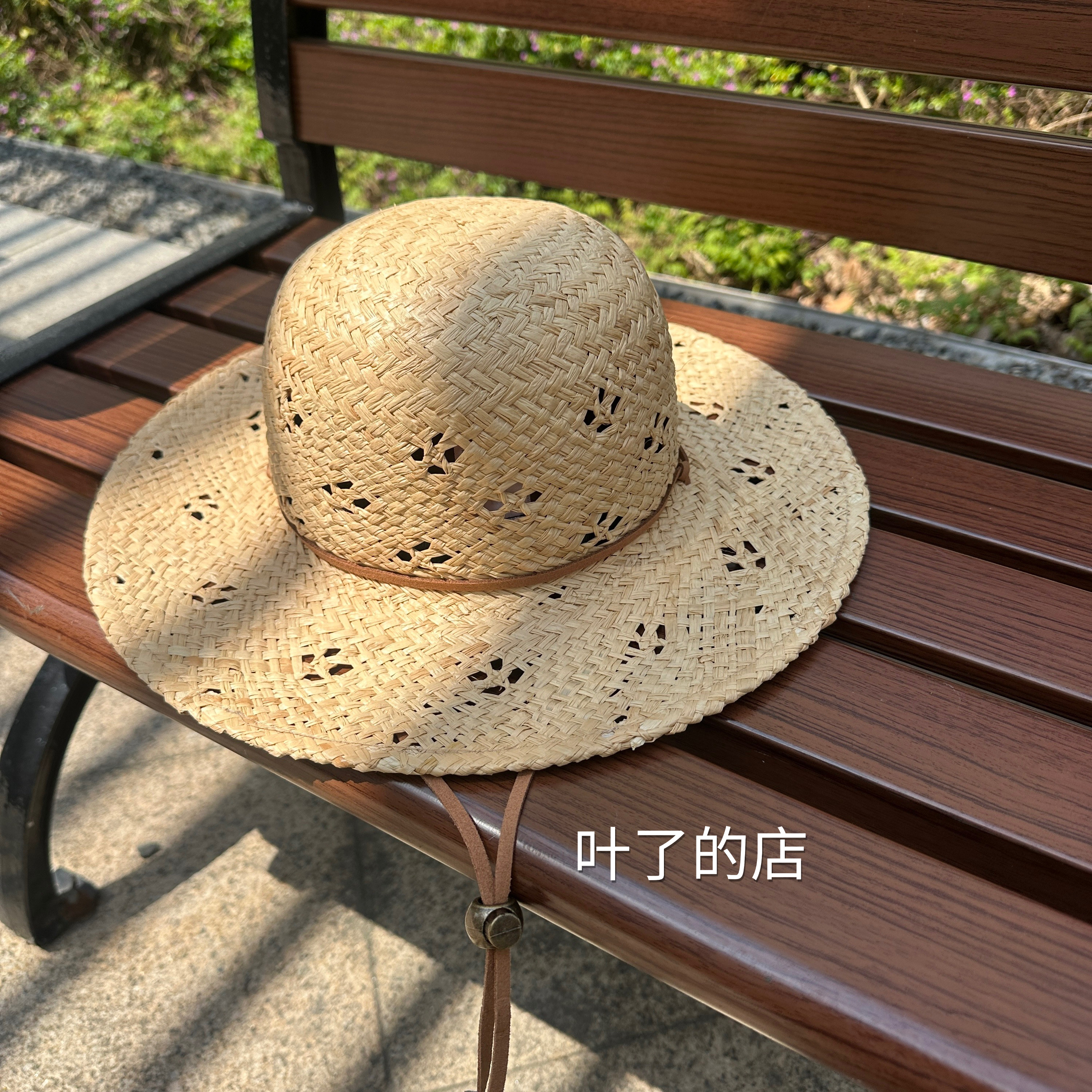 儿童拉菲草草帽  镂空编织男女童拍照摄影草帽户外沙滩遮阳草帽子