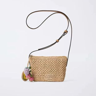 少量现货儿童成人包酒椰草斜挎包 可爱单肩编织草编包百搭 有拉链