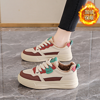 加绒女鞋冬季保暖平底鞋2025新款休闲运动鞋女轻便软底不累脚棉鞋