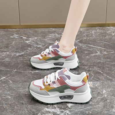 真皮阿甘运动鞋女防滑厚底老爹鞋