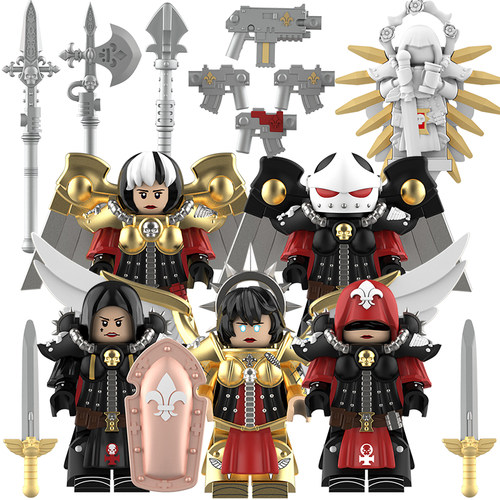 适配乐高MY621战锤40k塞勒斯汀圣像旗手战斗修女人仔积木拼装玩具