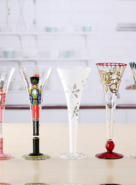 bely贝璃创意个性人工手绘玻璃高脚杯鸡尾酒杯香槟杯酒吧酒具杯子