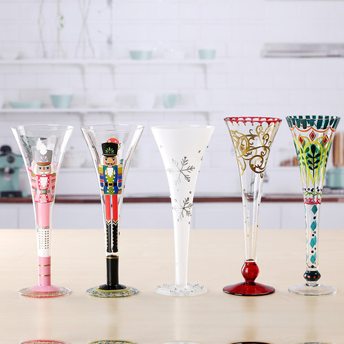 无铅创意个性人工手绘风玻璃酒杯