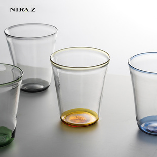 NIRA.Z简约高透彩色底玻璃杯耐高温ins风果汁杯茶杯品茗杯咖啡杯