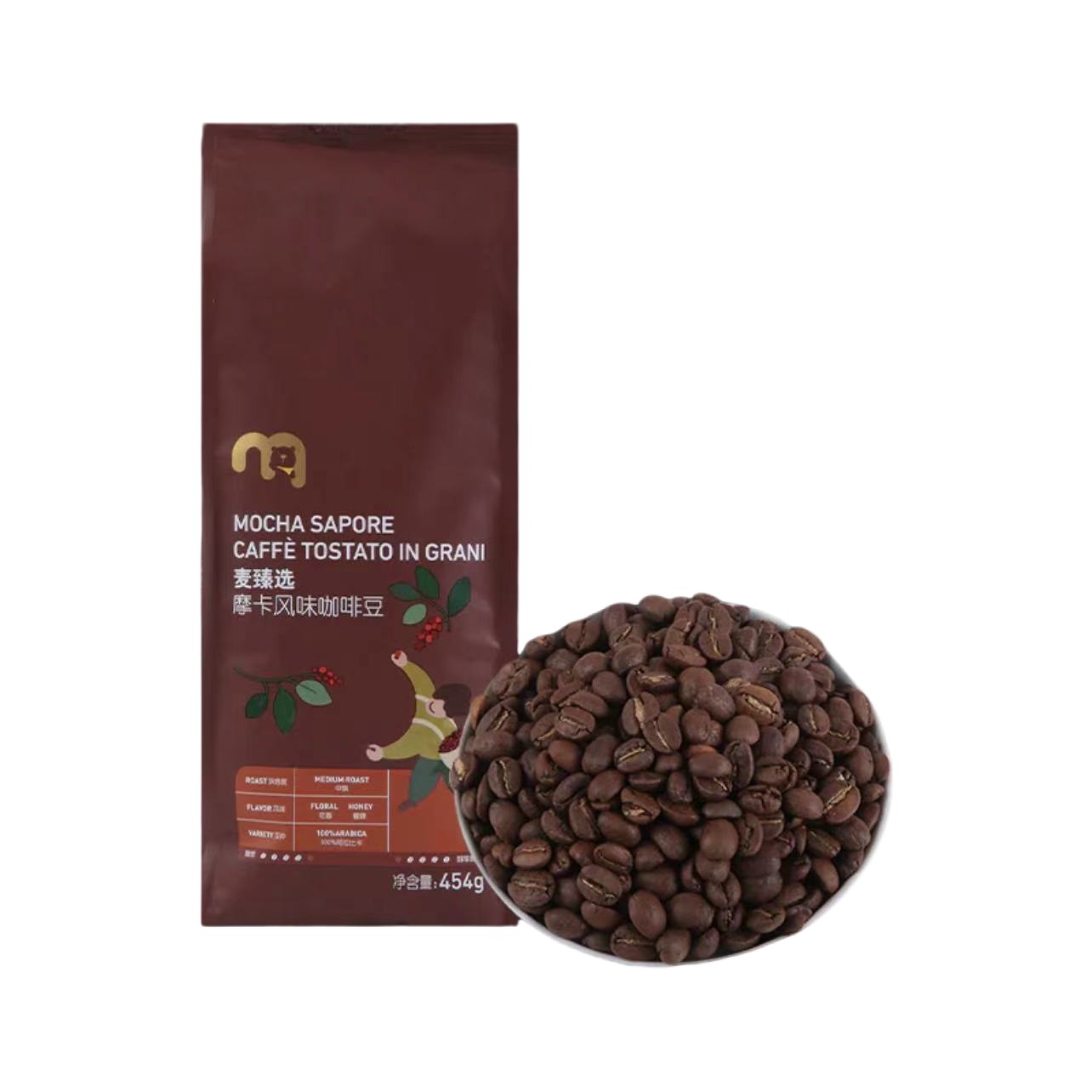 麦德龙 麦臻选 摩卡风味 咖啡豆 454g（2024年12月16日）