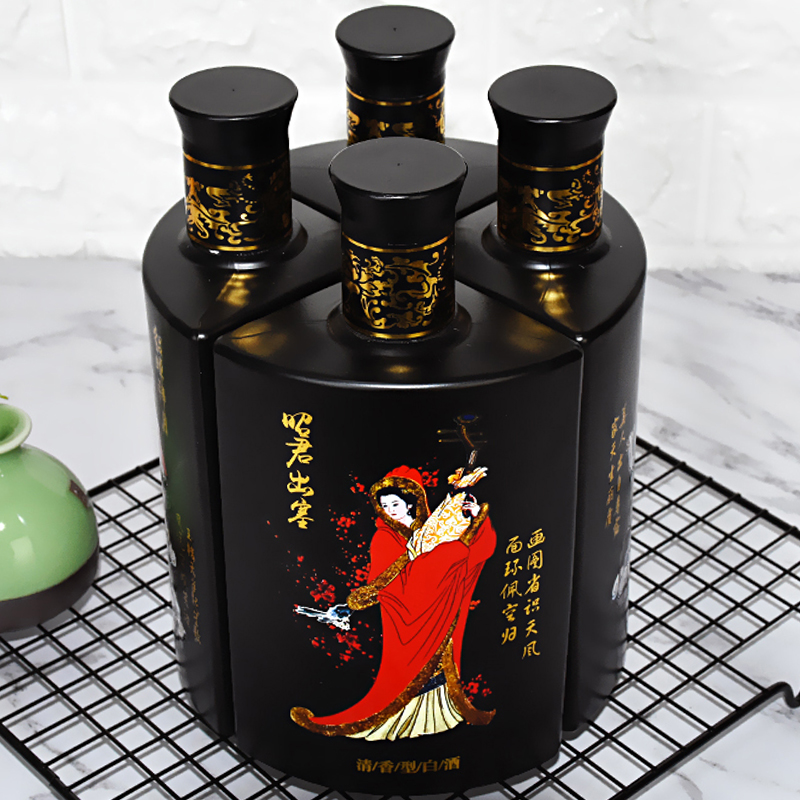礼盒白酒纯固态酿造四大美女整箱四瓶装53度500ml杏花纯粮清香酒
