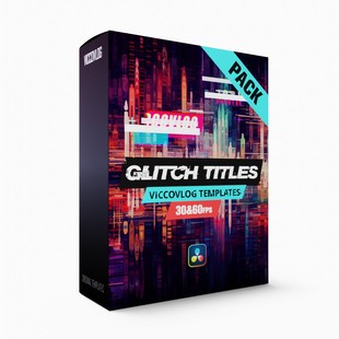 ViccoVlog 达芬奇 Glitch故障效果标题字幕预设包 全帧率版本