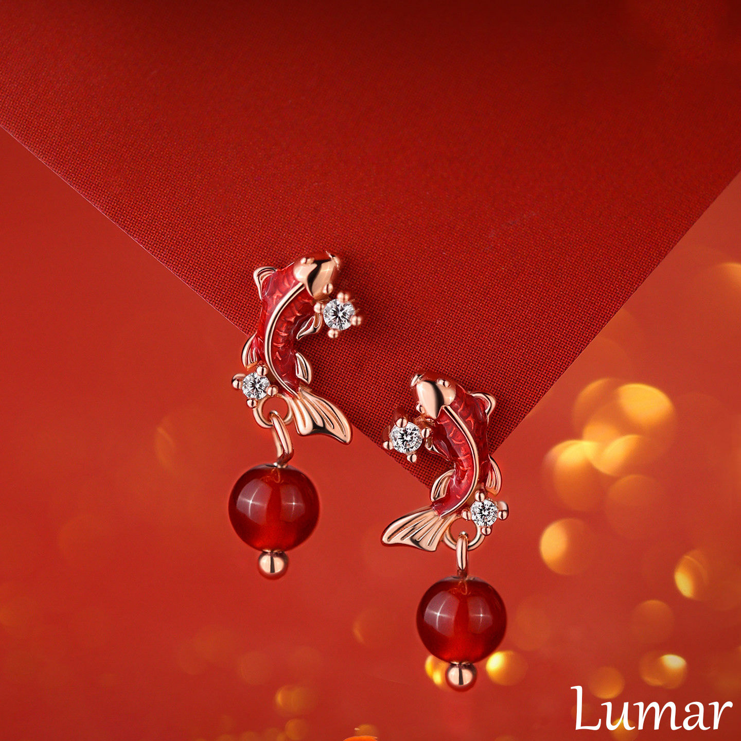 S925纯银国风鸿运锦鲤耳钉女2026新款轻奢气质红色过年喜庆耳饰品,饰品/流行首饰/时尚饰品新,耳钉,淘宝优惠券,粉丝福利购,淘宝优惠卷