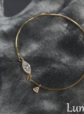 S925银爆闪金色仿马眼钻蛇骨手链