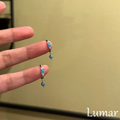 S925纯银蓝色迷你松花石耳钉女小众设计高级感轻奢清冷感气质耳环