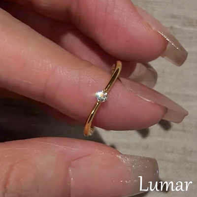 S925纯银金色白锆戒指女简约时尚