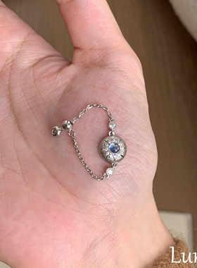 S925银蓝宝石拉丝闪钻戒指女2025