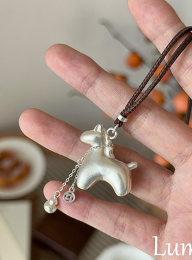 S925纯银马年本命年银色小马项链女款2025新款高级感编织绳毛衣链