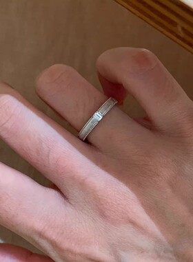 S925拉丝冰块小方糖开口食指戒