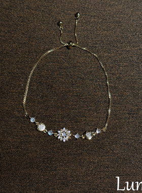 S925纯银法式满钻雪花手链女2026