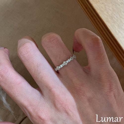 S925纯银闪钻蕾丝鸢尾花戒指轻奢