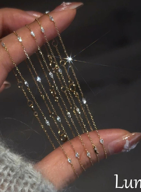 S925纯银极细马眼钻链条手链女款