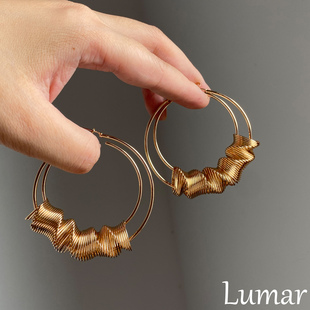 S925银金色螺旋双层耳环女2026新款爆款高级感时尚气质耳夹无耳洞