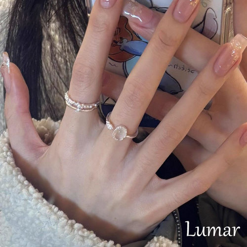 S925纯银冰透玉髓排钻戒指女小众