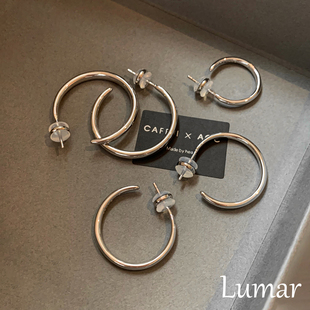 S925纯银欧美风复古C型耳环女2025新款气质高级港风百搭独特耳圈