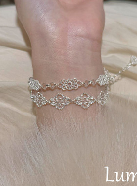 S925纯银清冷感镂空窗花手链女款