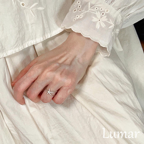 S925纯银韩系哑光海星戒指