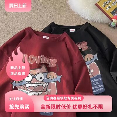 夏季美式高街纯棉宽松潮流短袖