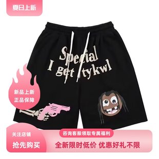 男街头宽松直筒五分裤 INFORMER美式 复古潮流卡通嘻哈印花运动短裤