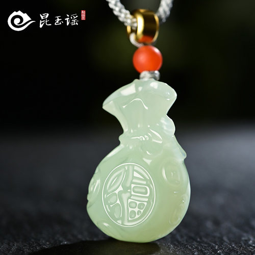 和同样白玉玉石福袋吊坠坠男女款