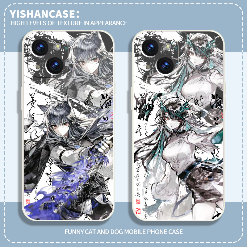 水墨画古风明日方舟周边缄默德克萨斯夕年手机保护壳适用于OPPOReno9Pro苹果14华为荣耀vivoiQOOneo7小米13红