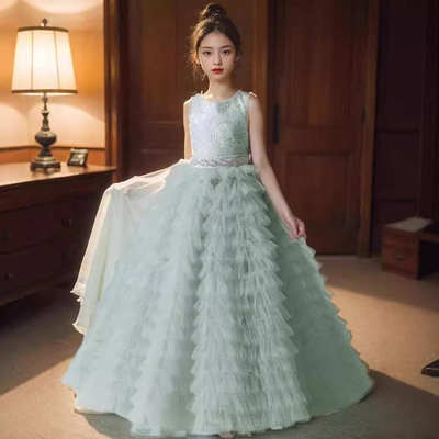 绿色儿童礼服公主裙蛋糕裙