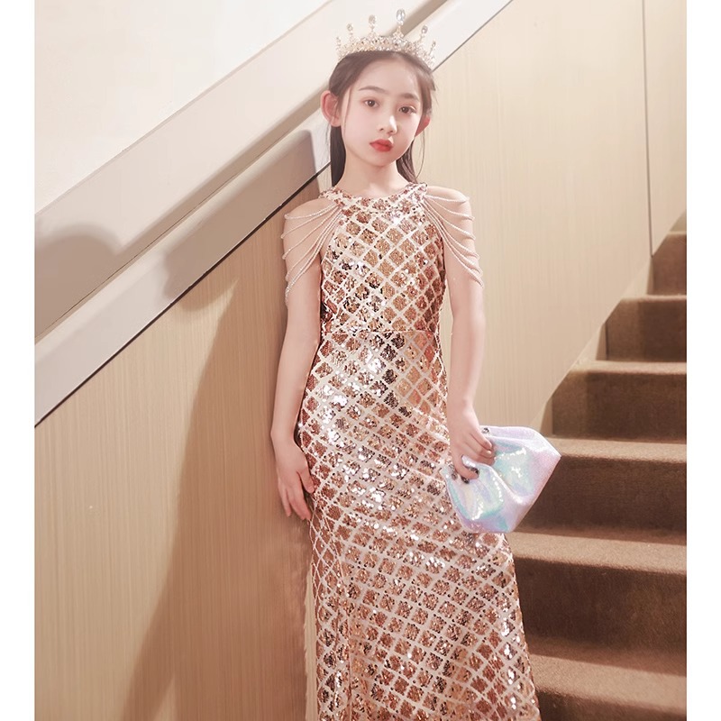 女童主持晚礼服鱼尾高端演奏裙