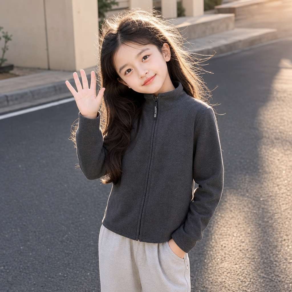 女童秋冬款校服加绒打底衫卫衣女孩加厚保暖修身外套亲子装运动装
