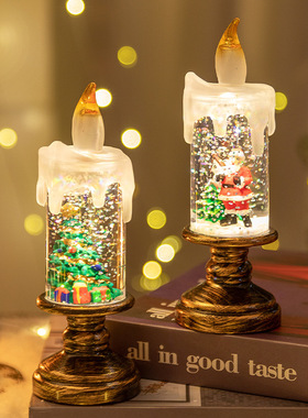 圣诞树小夜灯圣诞节蜡烛水晶灯飘雪灯圣诞节礼物实用送女朋友男生