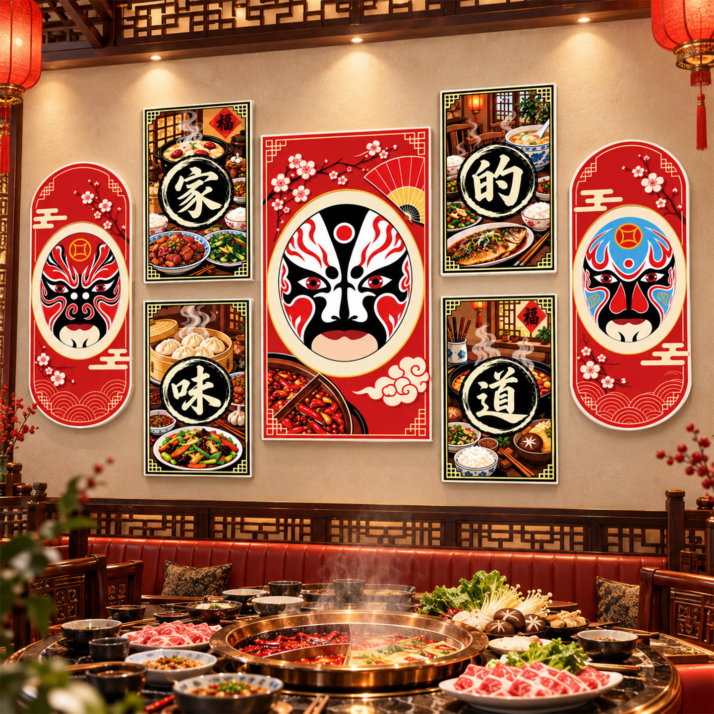 【京剧脸谱墙贴】火锅餐饮店装饰