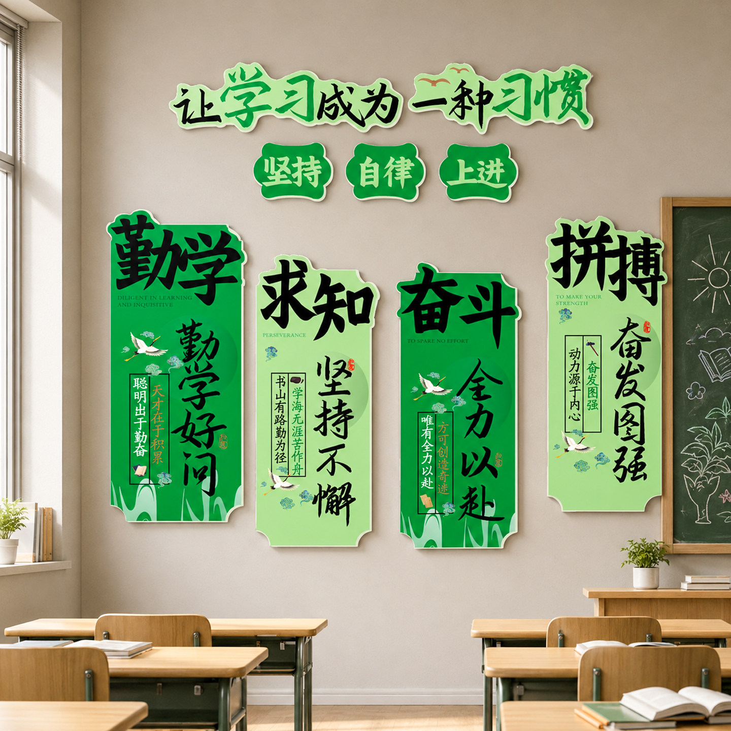 中小学班级布置文化墙贴学习校园自习室墙面装饰激励志标语黑板报
