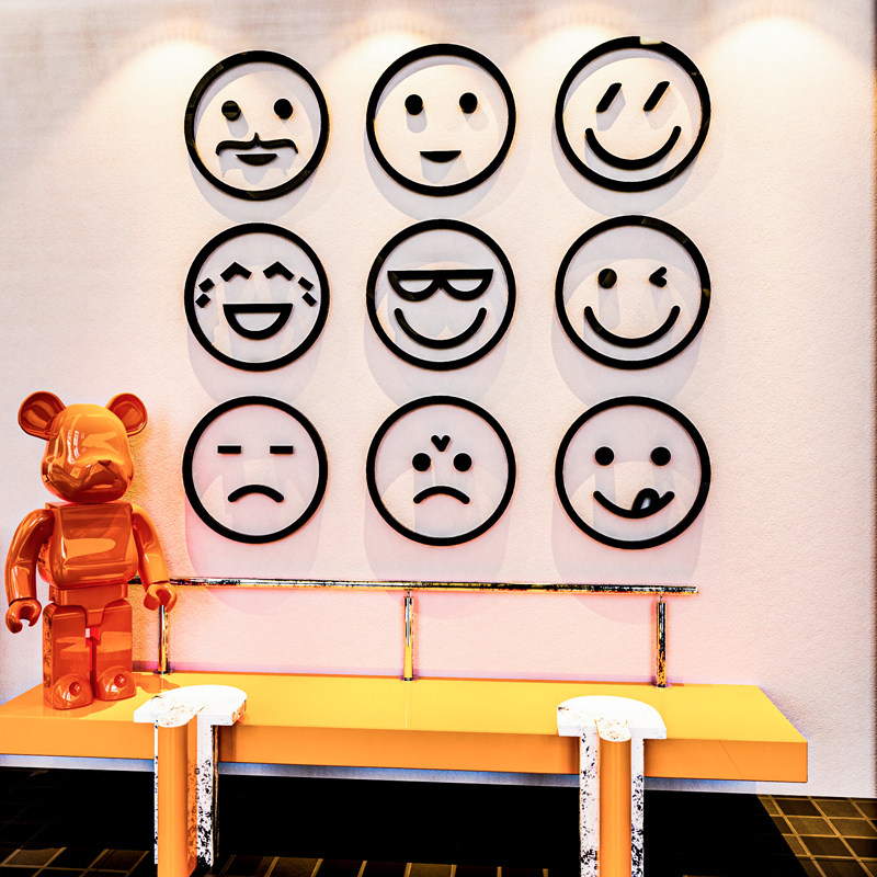 ins笑脸墙贴纸画创意服装奶茶店墙面装饰网红打卡拍照区布置摆件