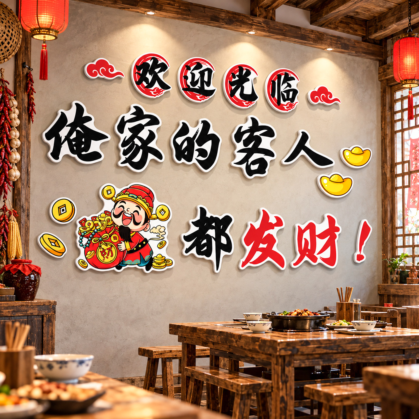 【餐饮店装饰画】欢迎光临墙贴