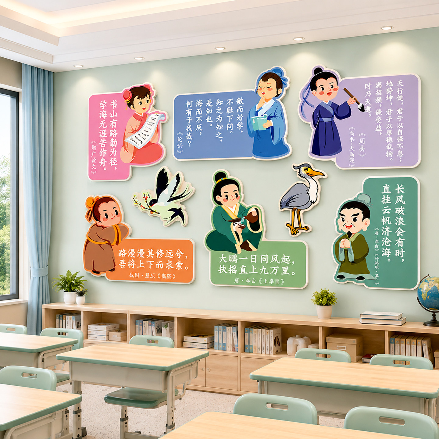 【小学初中教室励志古诗词墙贴】