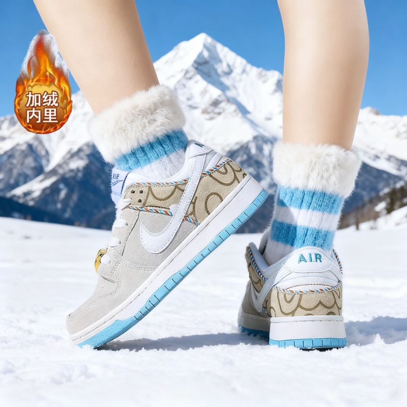 莆田aj龙抬头dunk儿童休闲板鞋加绒棉鞋中大童黑白熊猫AJ1青苹果