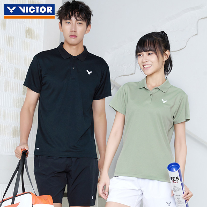 VICTOR胜利威克多羽毛球服男女中性款运动短袖针织POLO衫S-65017