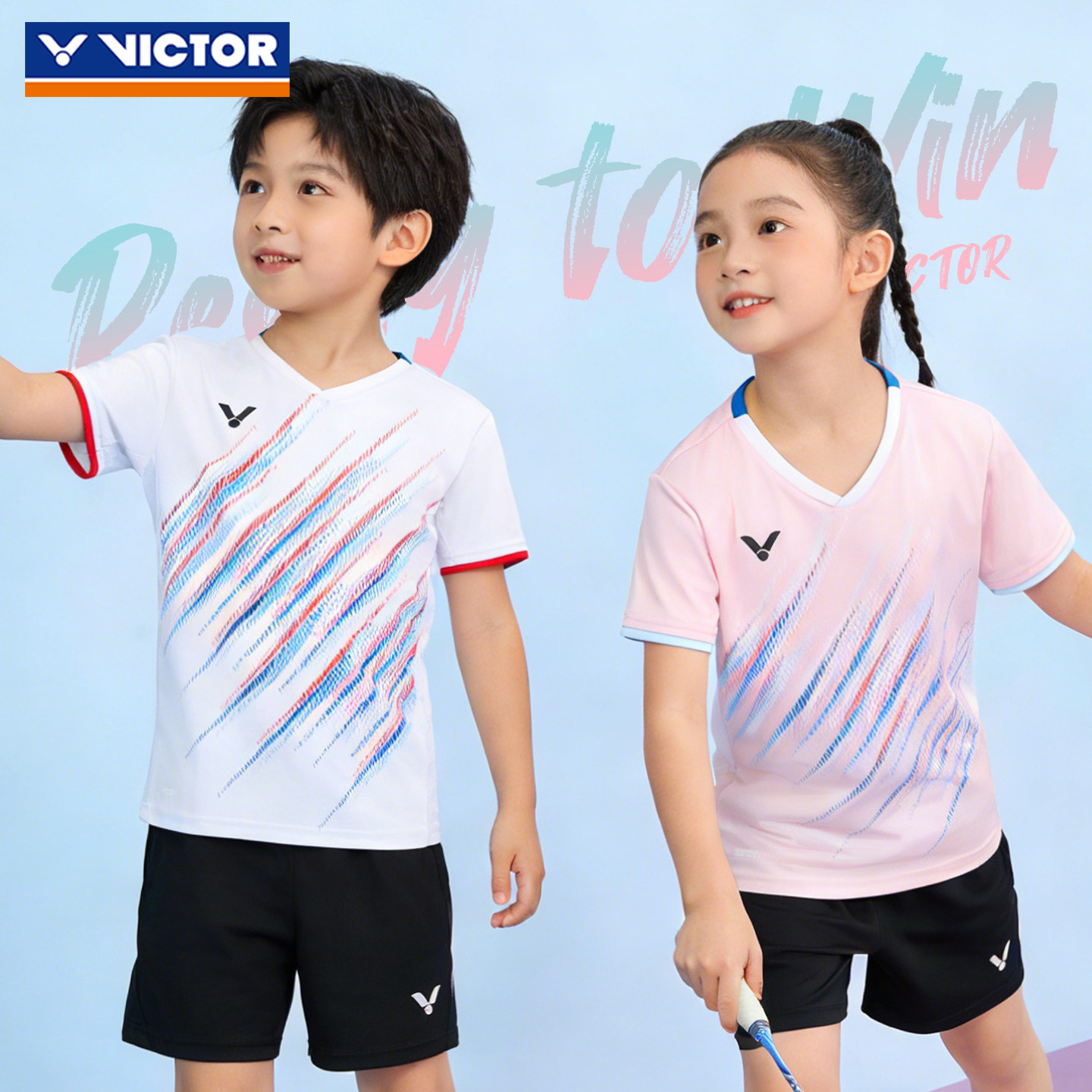 26新victor胜利羽毛球服威克多比赛训练服儿童易干运动短袖T
