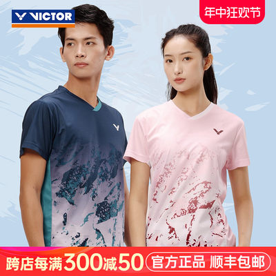 新品victor胜利羽毛球服威克多比赛训练运动短袖T恤速干透气40019