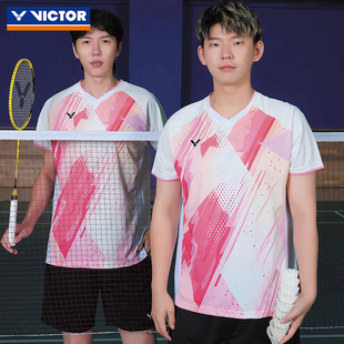 26新victor胜利羽毛球服威克多省队比赛服男女易干运动短袖T60014