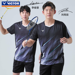 2026新品victor胜利羽毛球服威克多省队比赛服男女运动短袖T60009